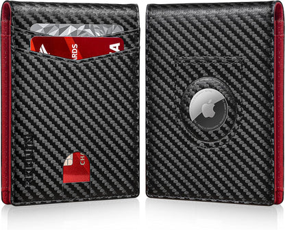 RUNBOX AirTag-Wallet-Mens-Slim-RFID Blocking Wallets Leather with Bill Compartment Air Tag Bifold Card Holder Wallet Gifts for Men Dad