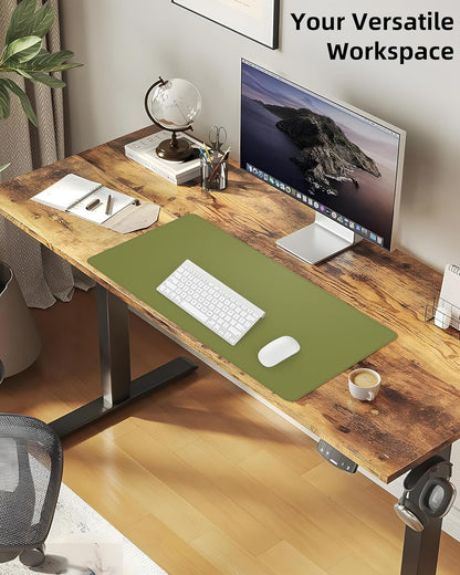 Large Desk Pad Mat - Waterproof Mouse Pad & Desk Protector, Non-Slip XL PU Leather Gaming Mat for Keyboard/Mouse, Stitched Edge with Ergonomic Support, 47"x17" (Green)