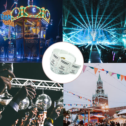DNB 1000 Raffle Tickets - Double Roll 1000 Pairs per Roll 2 x 2 Inch 50/50 Consecutively Numbered Tickets for Entry/Events/Fundraiser/Prizes - White