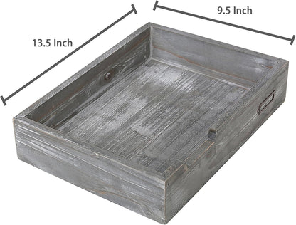 Set of 2 Ash Gray Wood Office Desktop Document Letter Paper Trays, Stackable Decorative Multipurpose File Organizer