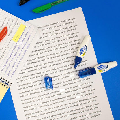 BAZIC Correction Pen (0.17oz/5 ml), Precise Metal Tip Applicator, Mini Fine Point Corrections Fluid, Squeeze White Out Wipe Out Liquid (2/Pack), 2-Packs