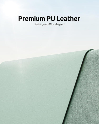 YSAGi Leather Desk Protector, Office Mat, Large Mouse Mat, Non-Slip PU Leather Blotter, Laptop Desk Pad, Waterproof Writing Pad for Office and Home (Pale Green, 35.4" x 17")