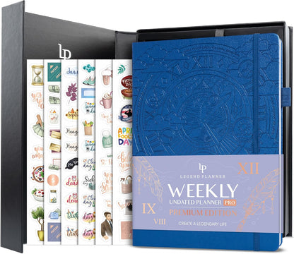 Legend Planner PRO Premium – Large Undated Weekly, Monthly & Budget Planner with Habit Tracker – Life Organizer for Time & Task Management, Goal Setting & Productivity – A4 size (Mystic Blue)