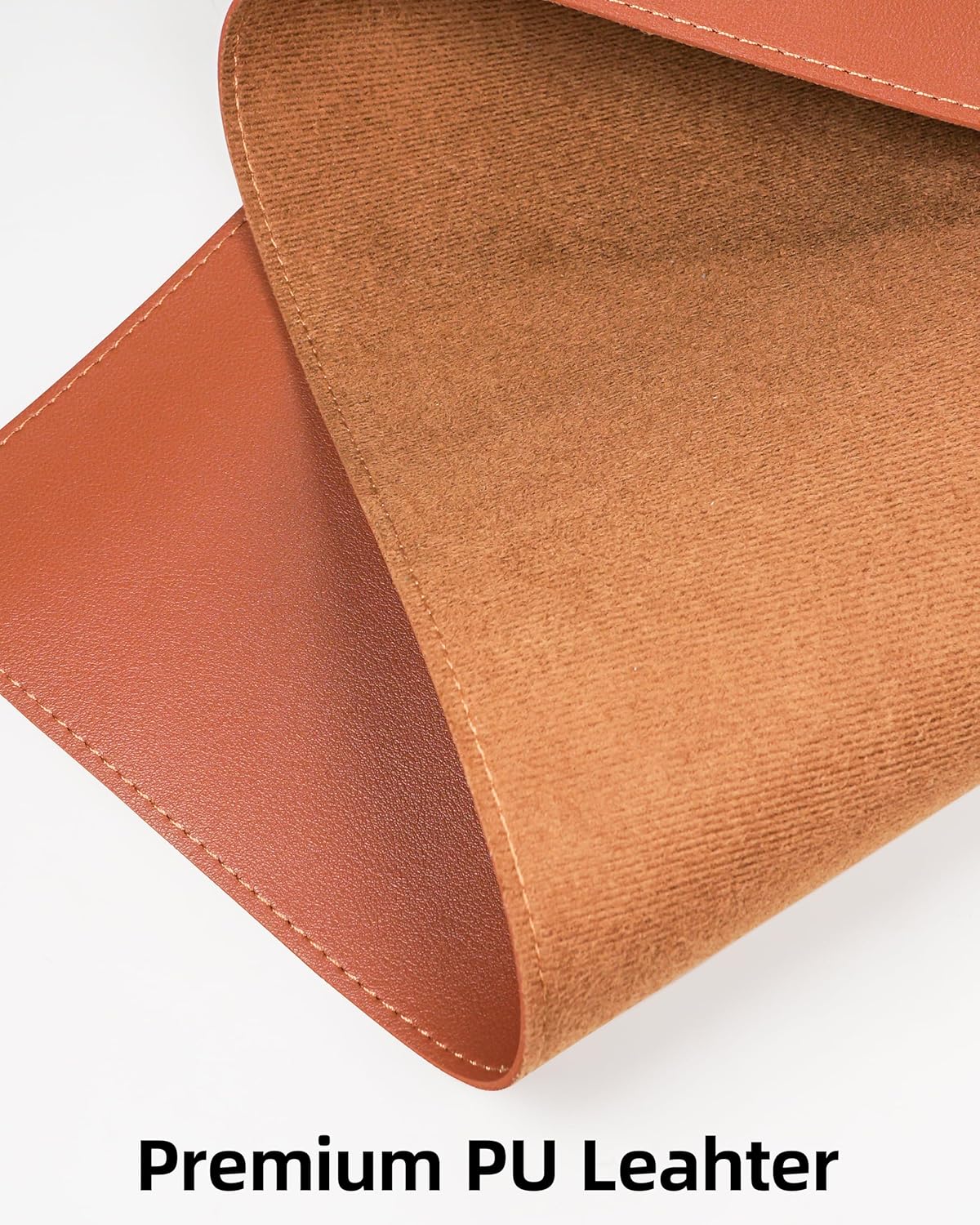 Extra Large Desk Pad Mat - Waterproof Mouse Pad & Desk Protector, Non-Slip XXL PU Leather Gaming Mat for Keyboard/Mouse, Stitched Edge with Ergonomic Support, 55"x24" (Brown)