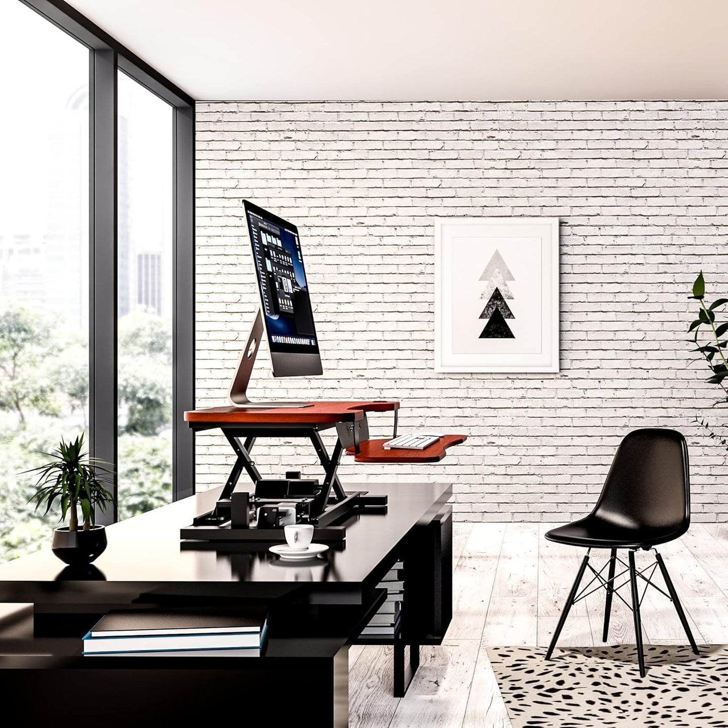 VERSADESK® PowerPro™ 36” x 24” Standing Desk Converter | 7.75” - 23.5” Electric Height Adjustable Sit to Stand Desk Riser w/ Keyboard Tray & USB Hub - Ergonomic Workstation for Home & Office, Cherry