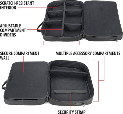 USA Gear Projector Carrying Case, Customizable Scratch Resistant Interior, HDMI Projector Bag Compatible with Epson, Benq and More Bluetooth (15 x 12 x 3 inches) - Black