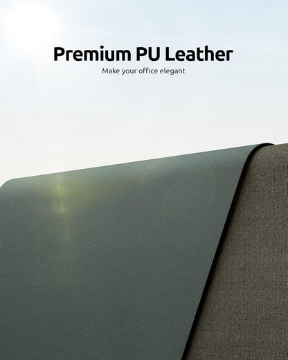 YSAGi Leather Desk Pad Protector, Office Desk Mat, Large Mouse Pad, Non-Slip PU Leather Desk Blotter, Laptop Desk Pad, Waterproof Desk Writing Pad for Home (23.6" x 13.8", Dark Green)