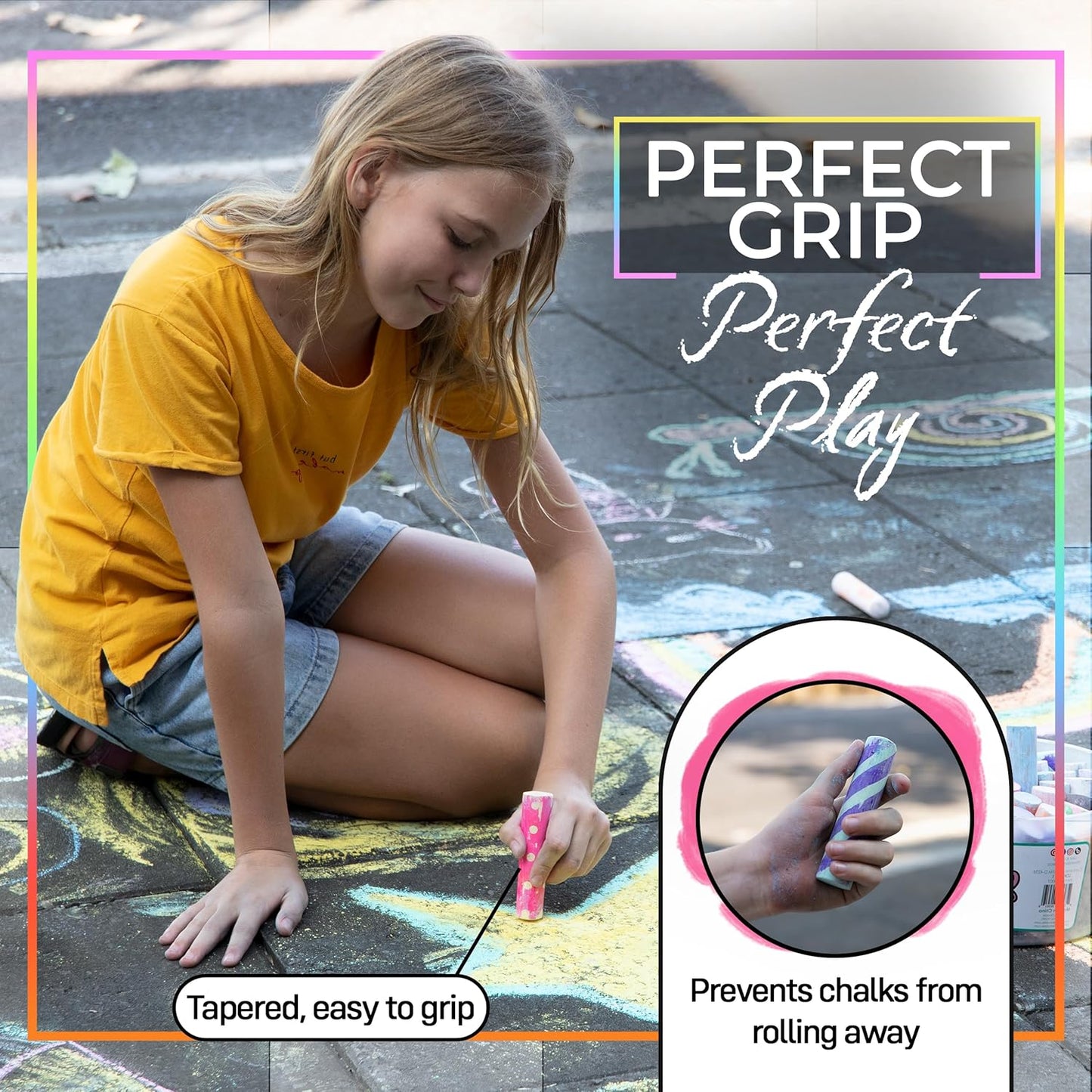 Loddie Doddie-Bucket of Sidewalk Chalk-Long lasting Non-Toxic Jumbo Sticks- Reusable Bucket for hours of fun and creativity with easy clean up! (Multi)
