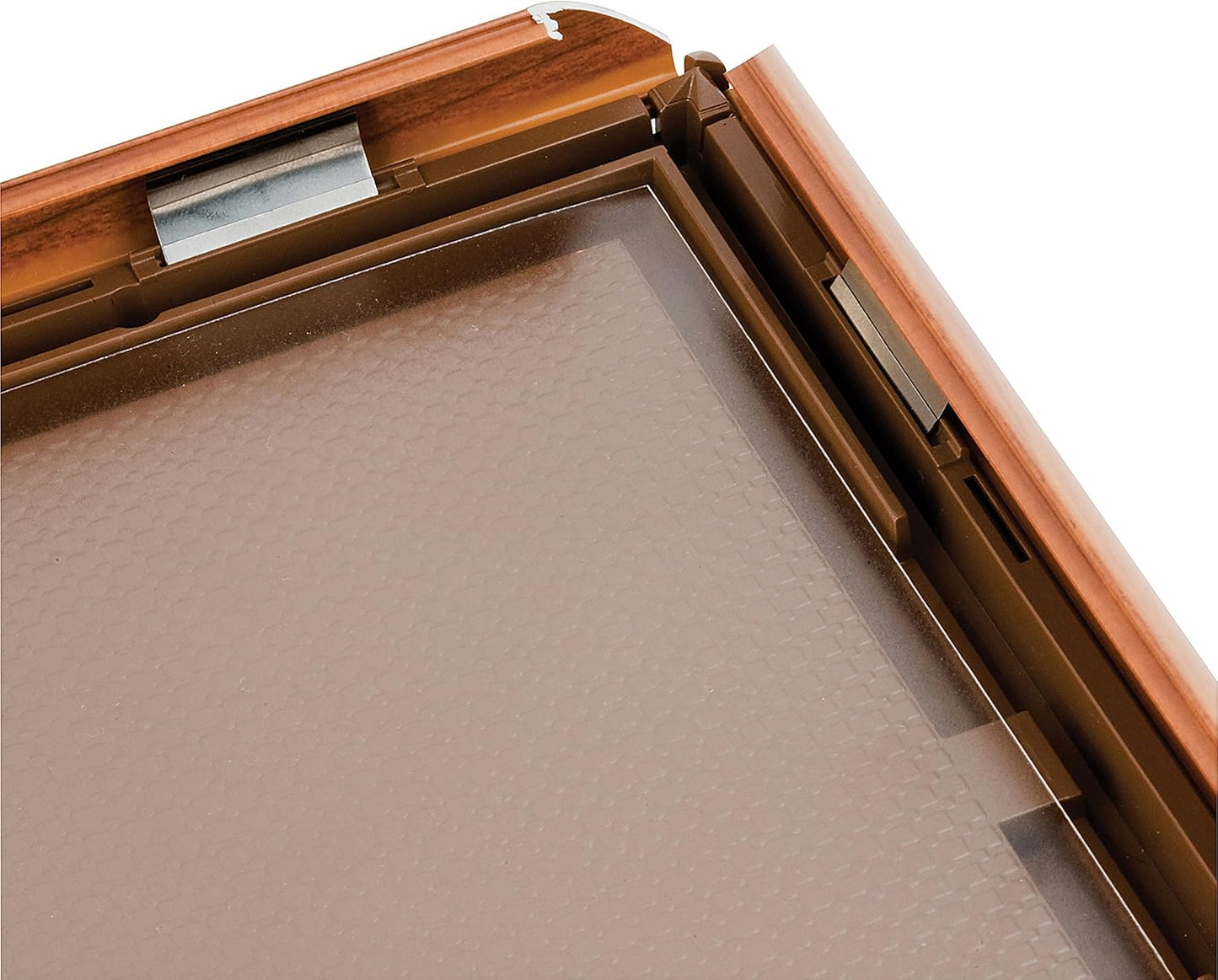 M&T Displays Opti Snap Poster Frame 8.5x11 Inch with Back Support Wood Effect Color 1" Aluminum Profile, Front Loading, Wall Mounting, Photo, Picture, Document, Sign Holder