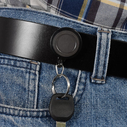 JANYUN 50 Pcs Retractable Badge Reel Clips Holder for Hanging ID Card Name Key Chain (Black)