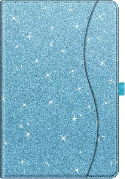 Fintie Case for Samsung Galaxy Tab A9 Plus/A9+ 5G 11 Inch 2023 Model (SM-X210/X216/X218), Multi-Angle Viewing Smart Stand Back Cover with Pocket Auto Wake/Sleep, Glittering Blue