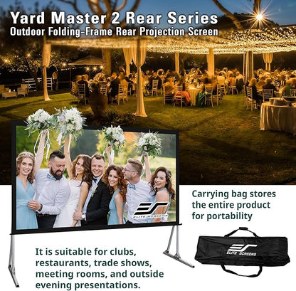 Elite Screens Yard Master 2, 100-inch Indoor Outdoor Portable Fast Folding Projector Screen w/ Stand 16:9, 8K 4K Ultra HD 3D Movie Theater Rear Projection , OMS100HR3 -US Based Company 2-YEAR WARRANTY