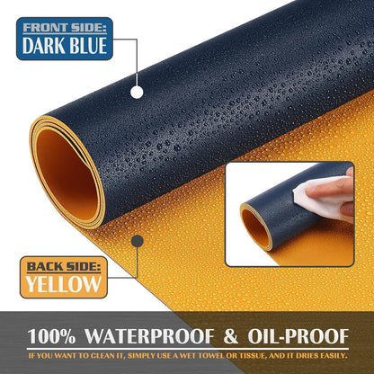 K KNODEL Large Office Leather Desk Mat, Mouse and Keyboard Pad, Computer and Laptop Mat, Desktop Protector and Cover, Writing Pad and Blotter (47.2"x17", Dark Blue)