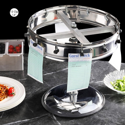 New Star Stainless Steel Order Wheel Ticket Holder, 20 Clips, 23-Inch Dia with 10-Inch Chrome Heavy Base, 1 Piece