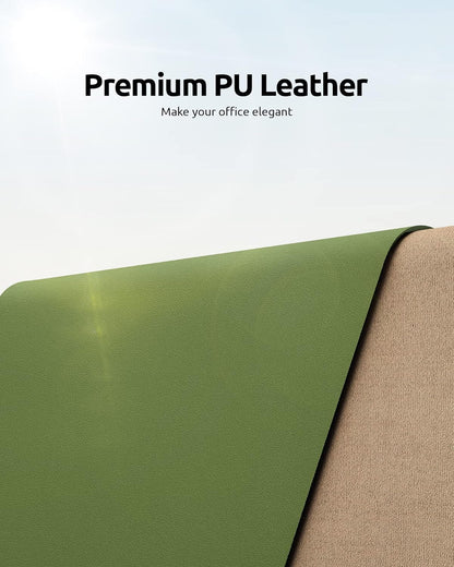 YSAGi Leather Desk Protector, Office Mat, Large Mouse Mat, Non-Slip PU Leather Blotter, Laptop Desk Pad, Waterproof Writing Pad for Office and Home (Green, 23.6" x 13.8")