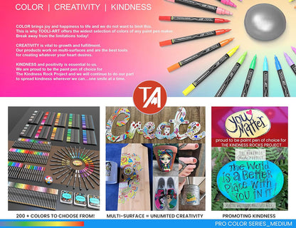 TOOLI-ART 22 Acrylic Paint Markers Paint Pens Pro Color Series Set 3mm Medium Tip for Rock Painting, Glass, Mugs, Wood, Metal, Glass Paint, Canvas, DIY. Non Toxic, Waterbased, Quick Drying (BLUES)