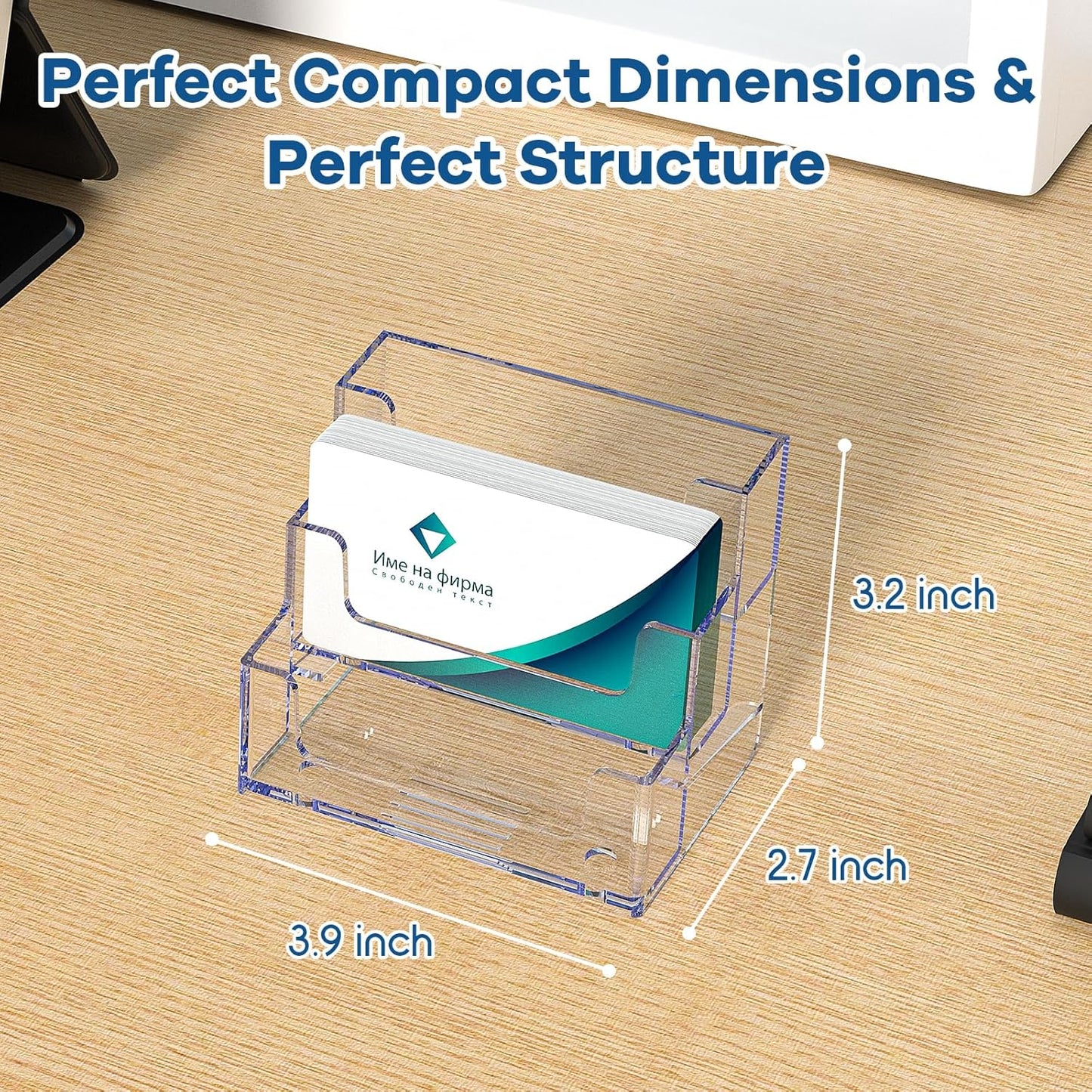 Acrylic Business Card Holder for Desk, Clear Plastic Business Card Stand with 3 Tier, Multiple Business Display Holder for Exhibition, Office and Hotel, 2 Pack