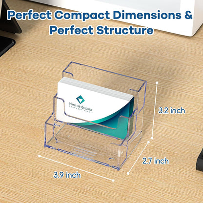 Acrylic Business Card Holder for Desk, Clear Plastic Business Card Stand with 3 Tier, Multiple Business Display Holder for Exhibition, Office and Hotel, 2 Pack