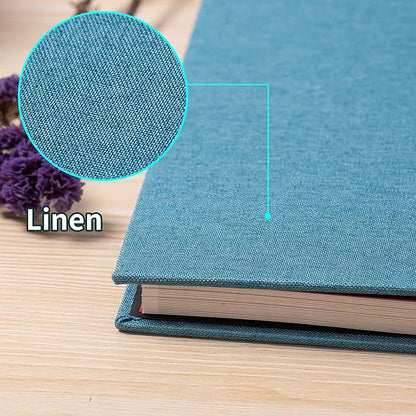 Photo Album Self Adhesive 3x5 4x6 5x7 6x8 8x10 8.5x11 11x10.6 Magnetic Scrapbook Album DIY Length 11x10.6 Inch 40 Pages Linen Cover DIY Photo Album with A Metallic Pen and and Plastic Board(Sky Blue)