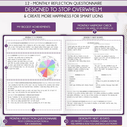 Life Planner - Undated Daily, Weekly & Monthly Planner with Budget Section | A 12 Month Journey to Increase Productivity & Happiness | Life Organizer & Gratitude Journal - Horizontal Format