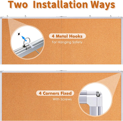 maxtek Large Cork Board 72 x 48 in, Bulletin Board for Walls, 6'x 4' Extra Aluminum Framed Corkboard, Foldable Wall Mounted Back to School Pin Memo Notice Cork Board for Office, Home Wall Display