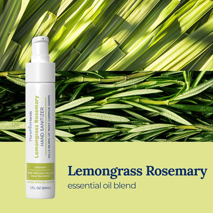Lemongrass Rosemary Lotion Hand Sanitizer | Travel Size | Cleanse & Moisturize | Made with Aloe Vera & Essential Oils | Rich in Vitamin E | Lemongrass Essential Oil | Green Tea Extract | 6-Pack