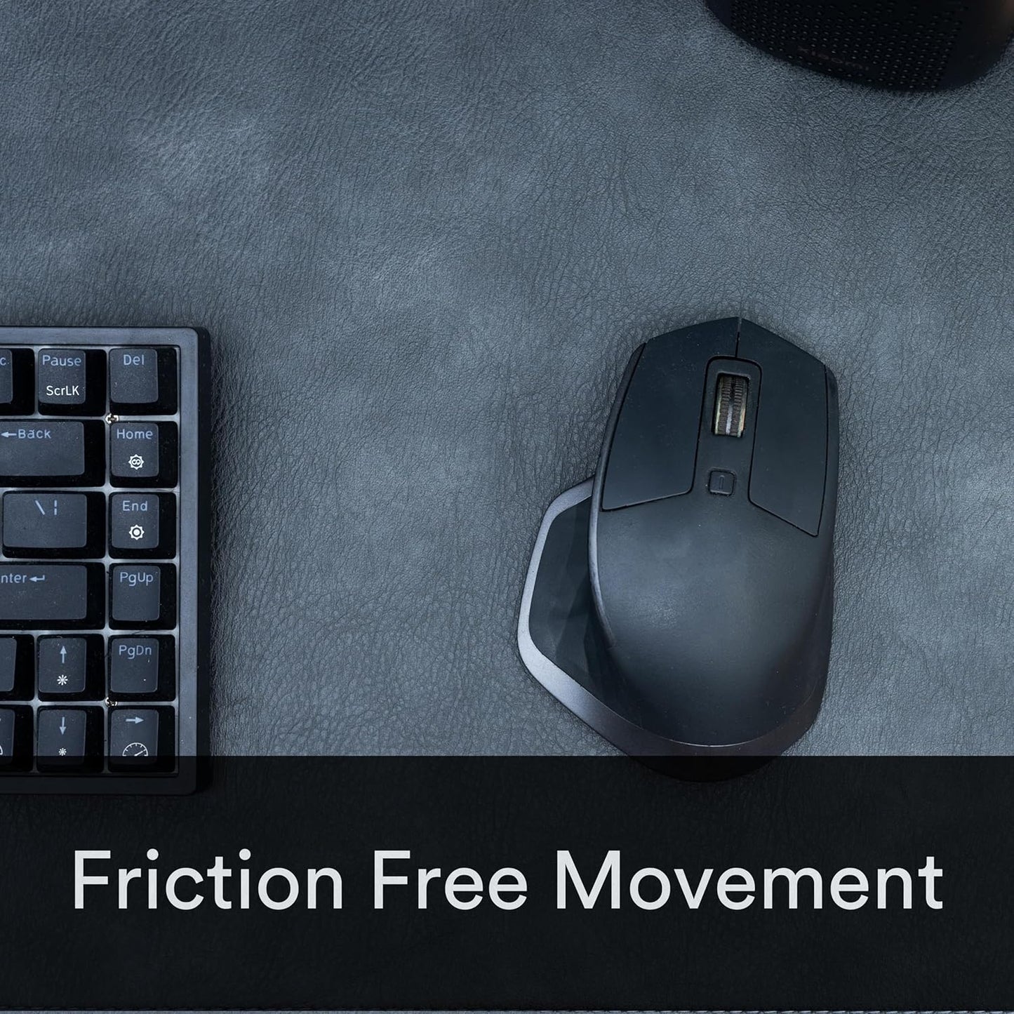 Premium Distressed Faux Vegan Leather Desk Mat | Multifunctional Desk Pad for Home Office | (Black/Grey, 12" x 27.5")