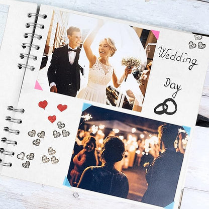 Bstorify Square Scrapbook Photo Albums 60 Pages (8 x 8 Inch) White Thick Paper, Hardcover, Metal Corners, Ribbon Closure - Ideal for Your Scrapbooking Albums, Art & Craft Projects (8 x 8 Inch, White)