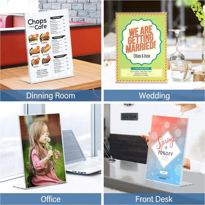 Relx Acrylic Sign Holder 8.5 x 11, Acrylic Display Stand for Display, Slant Back Clear Frames Plastic Sign Holder for Store, Restaurant (6 Pack)