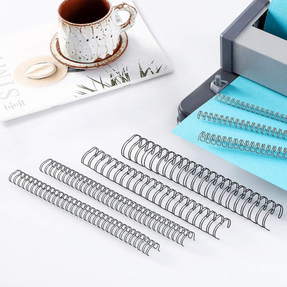 BNC Double Loop Wire Binding Rings Letter Size 3:1 Loops 32 Holes Black Color Pack of 100 (1/2 Inches)