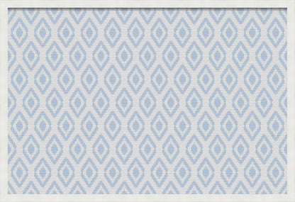 PinPix 36x24 inch Cork Bulletin Board. This Decorative Framed Pin Board Comes with Ikat Light Blue Design and Satin White Frame. Ideal for Home, Office Decor or School (PinPix-1633)