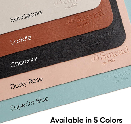 Smead Desk Pad, Vegan Leather Desk Mat with Non-Slip Faux Suede Backing, Perfect Desk Organizer for Office Decor, 31.5” x 15.7” Medium, Dusty Rose (64834)