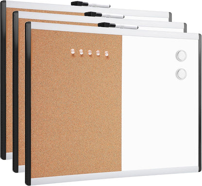 Amazon Basics Combo Magnetic Whiteboard&Cork Board for Home,Office and Classroom, Plastic/Aluminum Frame, White,Yellow, 17" x 23"