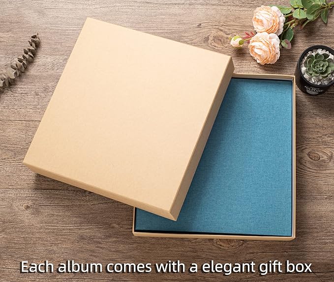 Large Photo Album Self Adhesive 4x6 5x7 3x5 8.5x11 Scrapbook Magnetic Album DIY Scrap Book Length 13 x Width 12.8 (Inches) 120 Sticky Pages Linen Cover DIY Photo Album (Sky Blue)