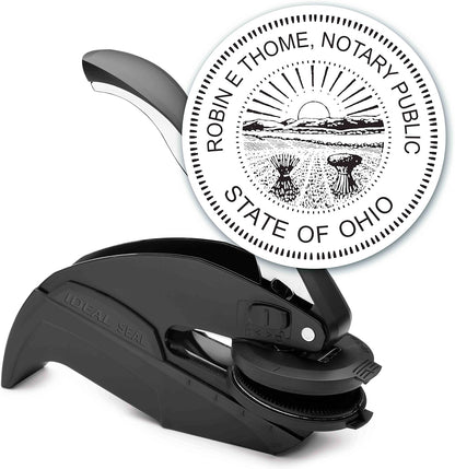 MaxMark Notary Seal Round Embosser for Ohio State - Includes Gold Burst Seal Labels (50 Count)