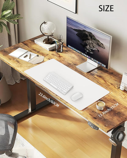 Desk Pad Mat 23.6"x13.7" - Waterproof Mouse Pad & Desk Protector, Non-Slip PU Leather for Gaming Keyboard/Mouse, Stitched Edge XL Office Desk Pad with Ergonomic Support(White)