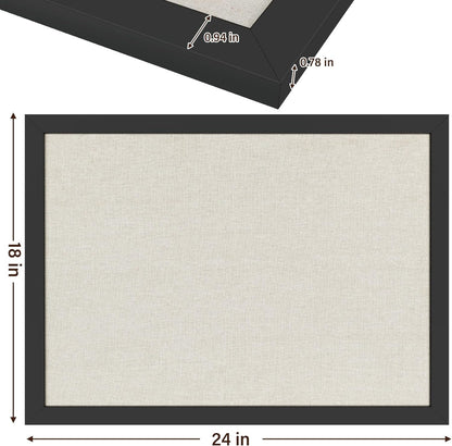 Cork Board Bulletin Board 18" x 24", 2-Pack Large Linen Corkboards with Frame for Walls, Cute Picture Display Pin Board Vision Board for Room School Office Bedroom 40 Pushpins Vintage Black