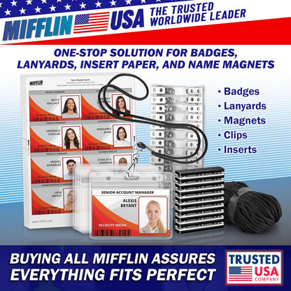 Mifflin-USA Plastic Vertical Card Holder (3x4 Inch, Clear, Bulk 100 Pack) Quick Load No Zipper Name ID Badge