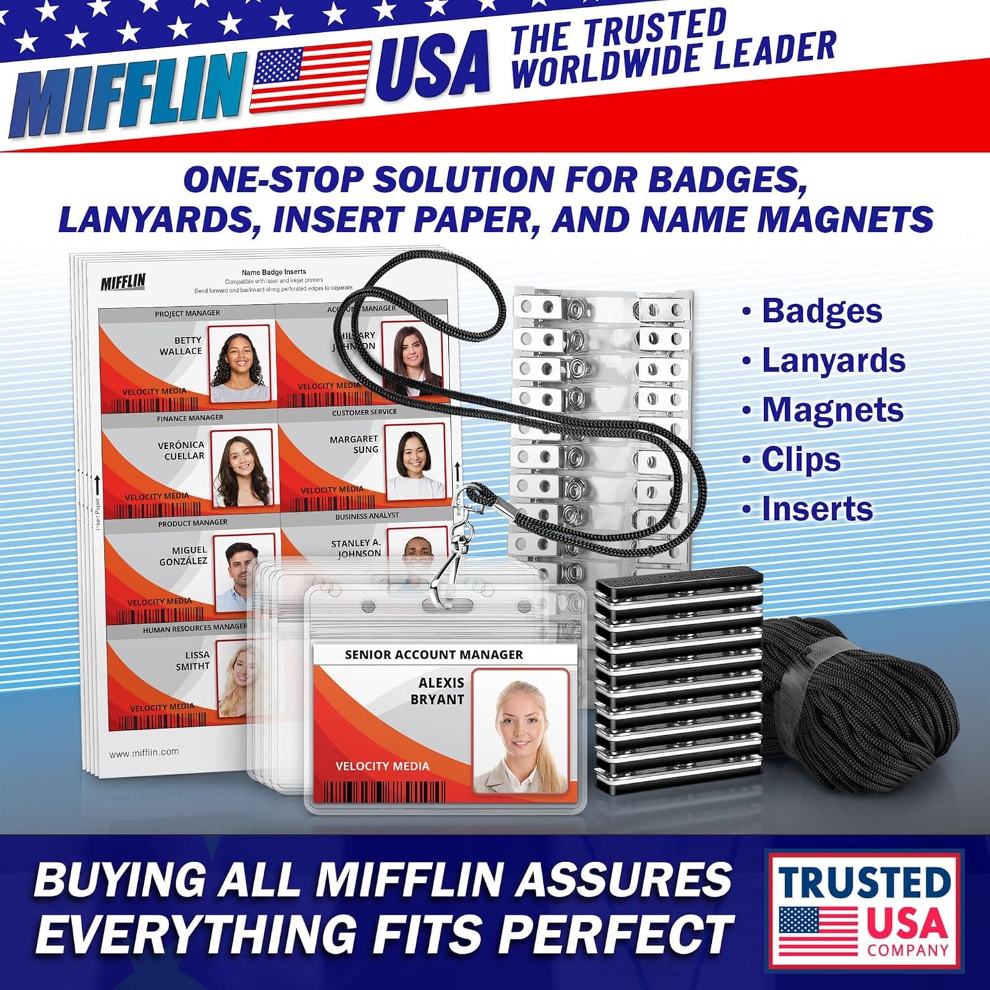 Mifflin-USA Card Protector (4x3 Inch, Clear, Bulk 1000 Pack) Quick Load Horizontal No Zipper Name ID Badge Holder