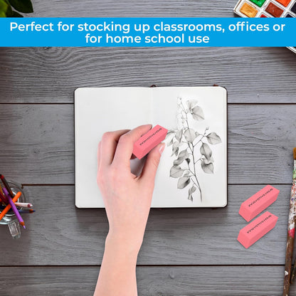 Innovative Haus Pink Erasers Bulk - Latex Free, Smudge Resistant Large Eraser. Big Size School Erasers for Kids in Bulk. Ideal for Students and Classrooms. Pack of 100