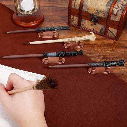 4PCS Resin Pen Holders Wizard Magic Wand Display Stands Mini Holders for Pencil Desk Decor Collection, 2.8'' L×1.1'' W× 0.9'' H, Rosegold