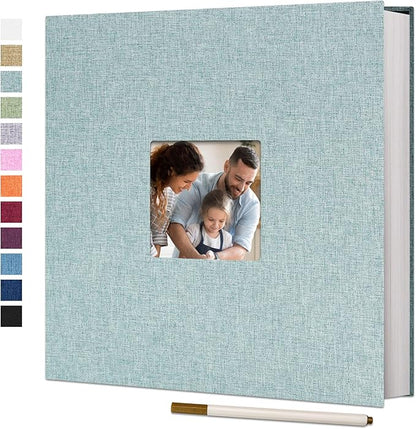 Vienrose Large Photo Album Self Adhesive for 4x6 8x10 Pictures Linen Scrapbook Album DIY 60 Blank Pages with A Metallic Pen