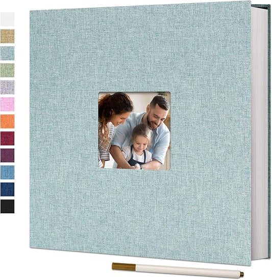 Vienrose Large Photo Album Self Adhesive for 4x6 8x10 Pictures Linen Scrapbook Album DIY 60 Blank Pages with A Metallic Pen