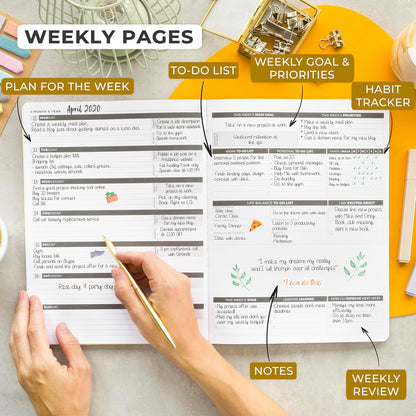 Clever Fox Planner PRO – Weekly & Monthly Life Planner to Increase Productivity, Time Management and Hit Your Goals, 8.5x11″ (Amber Yellow)