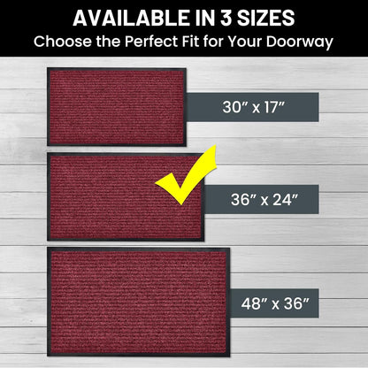 Sierra Concepts Front Door Mat Large Welcome Floor Mats - Entryway Indoor Outdoor Entrance Doormat, Patio, Porch, Muddy Dog Shoe, Inside Outside Low Profile 36x24in, 2-Pack Red