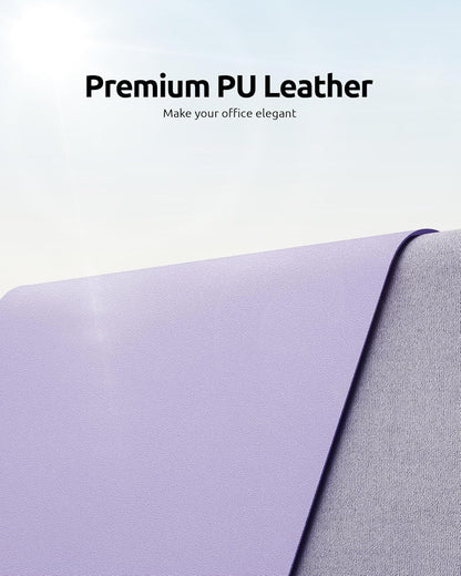 YSAGi Leather Desk Protector, Office Mat, Large Mouse Mat, Non-Slip PU Leather Blotter, Laptop Desk, Waterproof Writing Pad for Office and Home (Light Purple, 35.4" x 17")