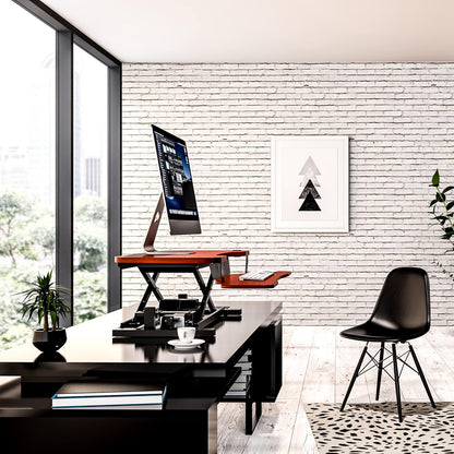 VERSADESK® PowerPro™ 40” x 24” Standing Desk Converter | 7.75” - 23.5” Electric Height Adjustable Sit to Stand Desk Riser w/ Keyboard Tray & USB Hub - Ergonomic Workstation for Home & Office, Cherry