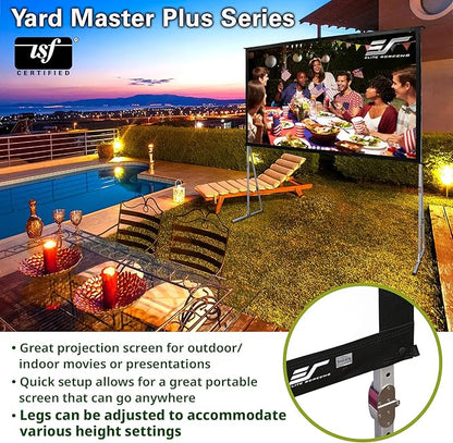 Elite Screens Yard Master Plus, 275-INCH 16:9 Height Setting Adjustable Portable Projector Screen, 4K HD Outdoor Indoor Movie Theater Front Projection, US Based Company 2-Year Warranty, OMS275H2PLUS