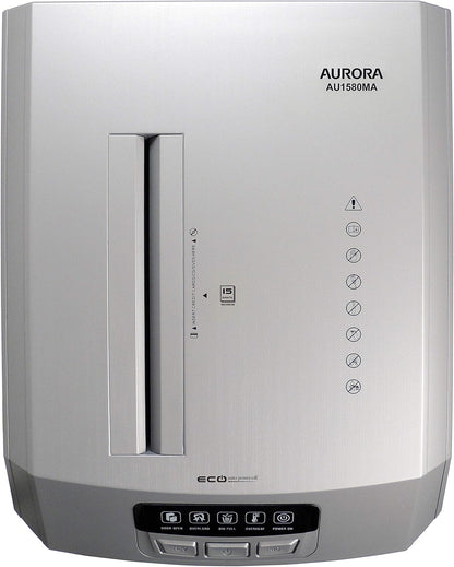 Aurora AU1580MA Professional Grade High Security 15-Sheet Micro-Cut Paper/CD and Credit Card Shredder, 60 Minutes Continuous Run time