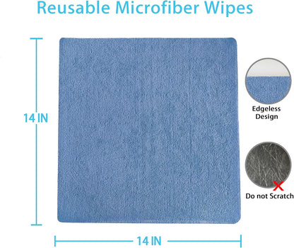 Reusable Microfiber Wipes, 50 Packs, Size 14 inches x 14 inches (Green)